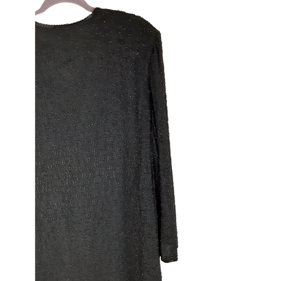 Vintage Niteline by Della Roufogali Black 100% Silk Beaded Blazer Jacket XL - Picture 6 of 12